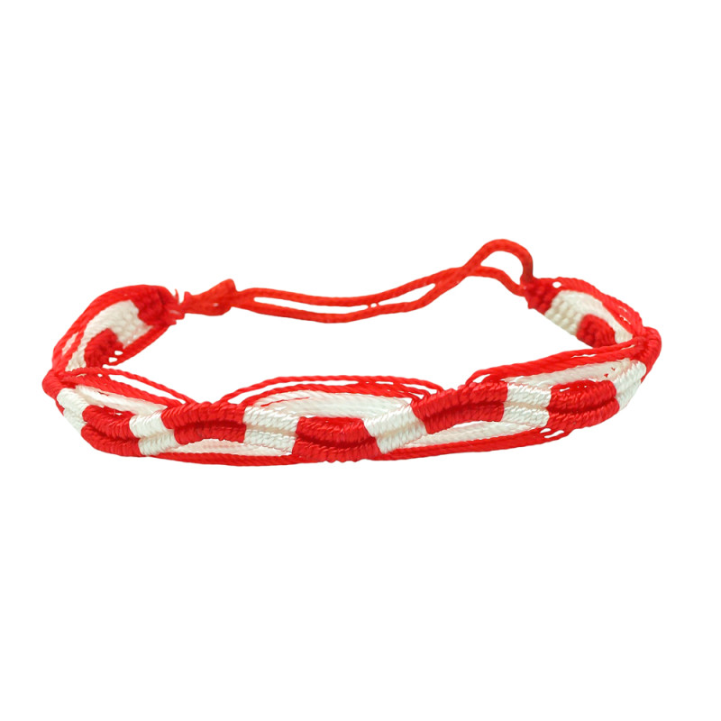 ANCHA ONDA HILO BLANCO ROJO RIVER OJAL ANCHO 10MM-25CM REGULABLE PULSERA / TOBILLERA