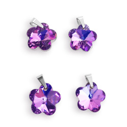 DROPS BLANCO LILA / AZUL 13MM CRISTAL TORNASOLADO FACETADO FLOR DIJE