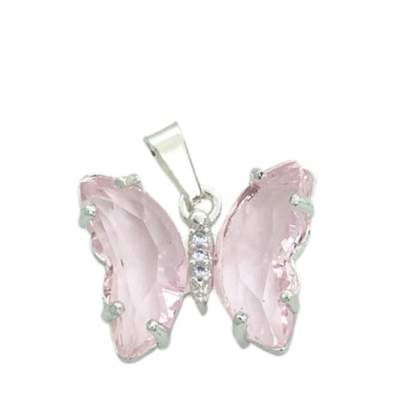 BLANCO ROSA TORNASOLADO MARIPOSA CRISTALES FACETADO Y CENTRO DE STRASS CRISTAL DIJE