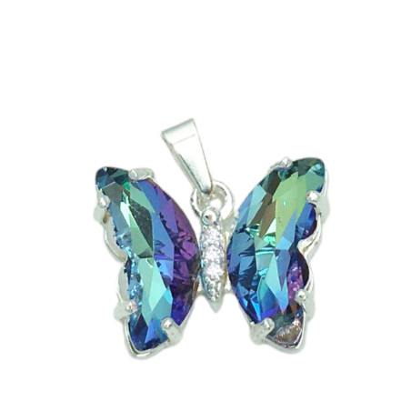 BLANCO AZUL / VIOLETA TORNASOLADO MARIPOSA CRISTALES FACETADO Y CENTRO DE STRASS CRISTAL DIJE