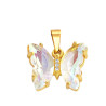 DORADO CRISTAL TORNASOLADO MARIPOSA CRISTALES FACETADO Y CENTRO DE STRASS CRISTAL DIJE