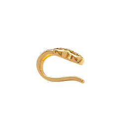 DORADO CORAZON C/ CUBIC SOLITARIO CUFF BIDU PASANTE FANTASIA FINA ARO