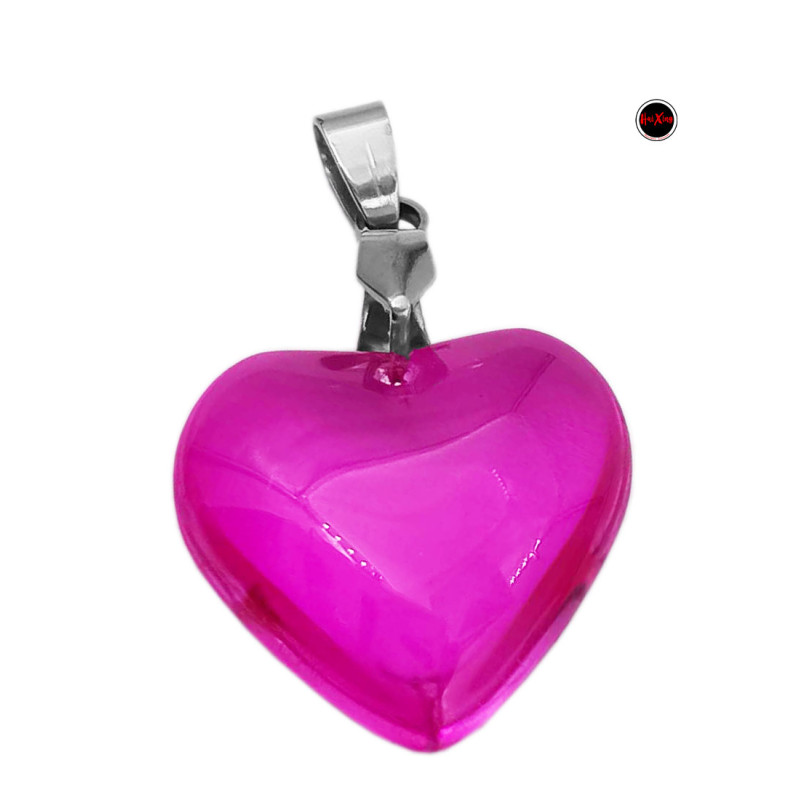 FUCSIA 24MM CRISTAL TRASLUCIDO BRILLANTE CORAZON DIJE