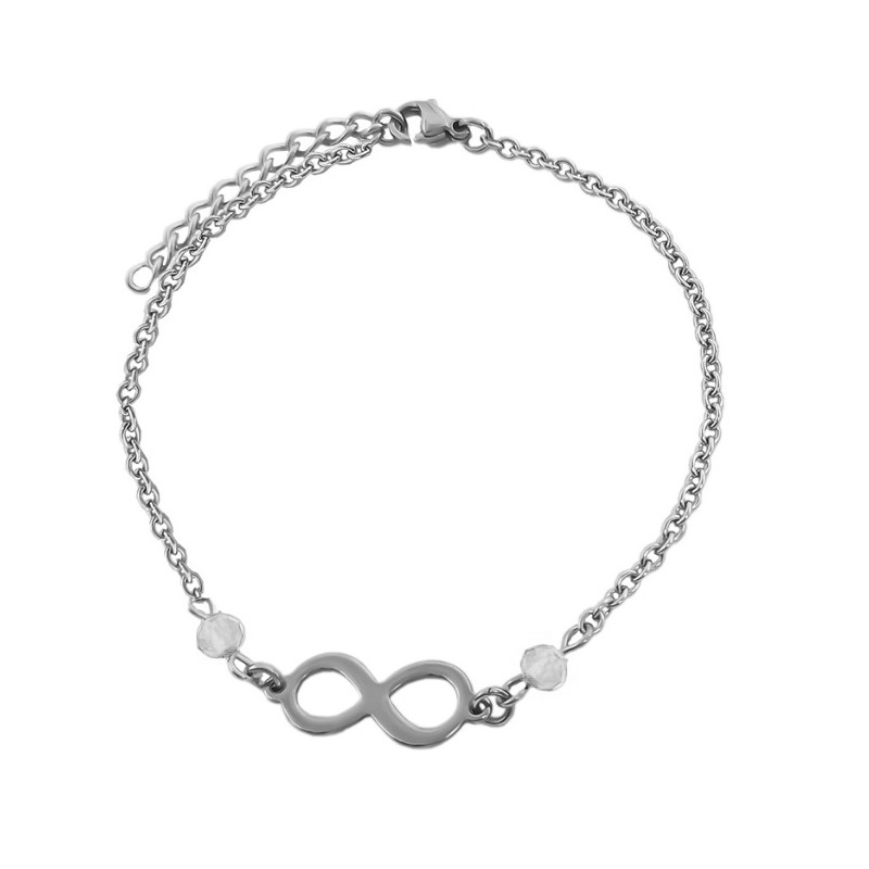 CRISTAL AB TORNASOLADO INFINITO C/ DOS CUENTAS FACETADAS 18+3 CM PULSERA