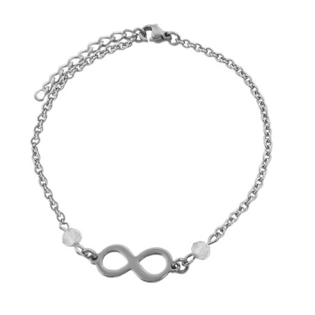 CRISTAL AB TORNASOLADO INFINITO C/ DOS CUENTAS FACETADAS 18+3 CM PULSERA