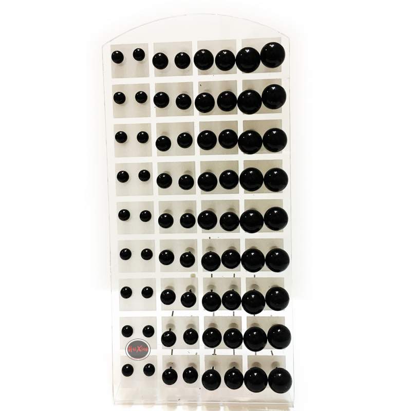 MIX MEDIDAS AROS BOLITAS NEGRAS 6-8-10 Y 12MM BLISTER X36 PARES ARO