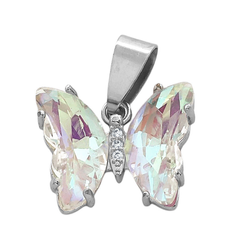 CRISTAL AB TORNASOLADO FACETADO MARIPOSA Y CENTRO DE STRASS CRISTAL DIJE