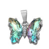 CRISTAL AGUAMARINA TURQUESA CELESTE TORNASOLADO FACETADO MARIPOSA Y CENTRO DE STRASS CRISTAL DIJE