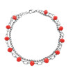 ROJO CORAL PLENO CUENTAS DOBLE CADENA FORCE Y ROLO CUADRADA 19+3 CM PULSERA