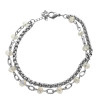 CRISTAL AB TORNASOLADO CUENTAS DOBLE CADENA FORCE Y ROLO CUADRADA 19+3 CM PULSERA