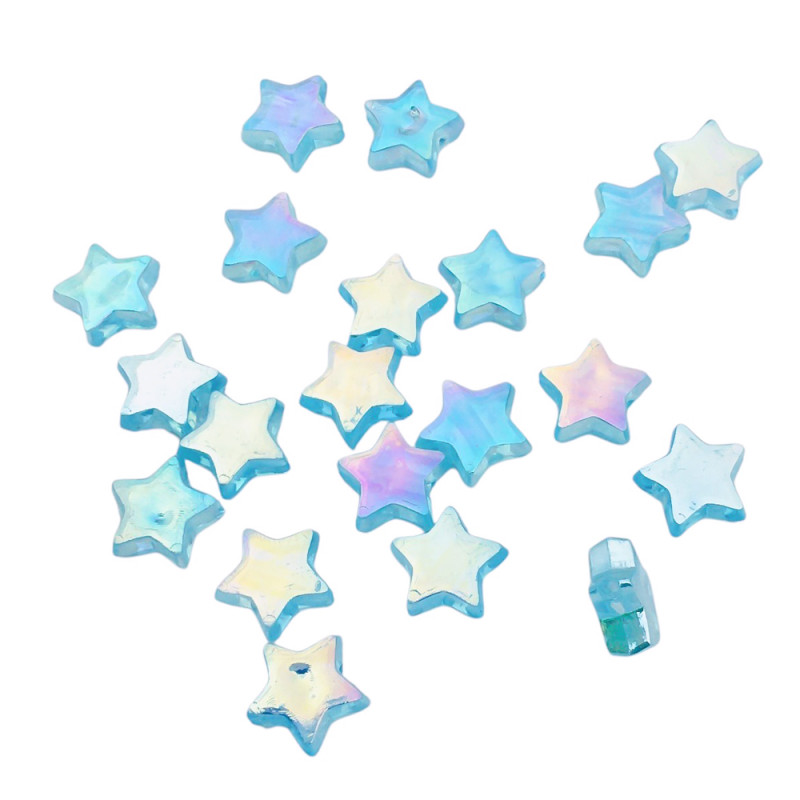 10 GRAMOS ESTRELLA 10*5MM AZUL TORNASOLADA PERFORADO PASANTE CUENTA