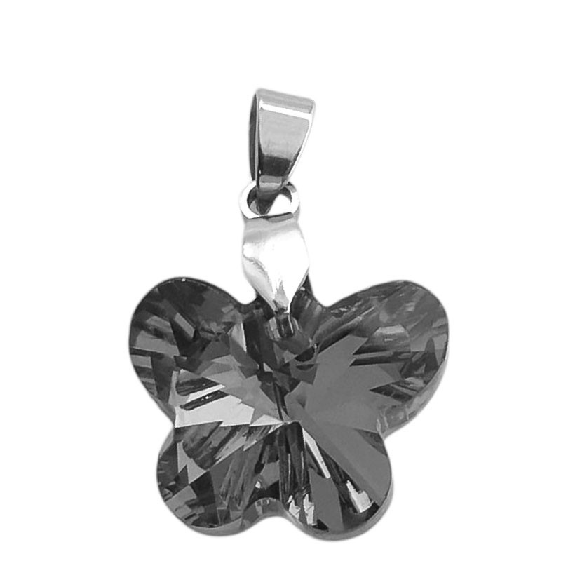GRIS FUME CRISTAL 18*15MM MARIPOSA DE CRISTAL FACETADO DIJE