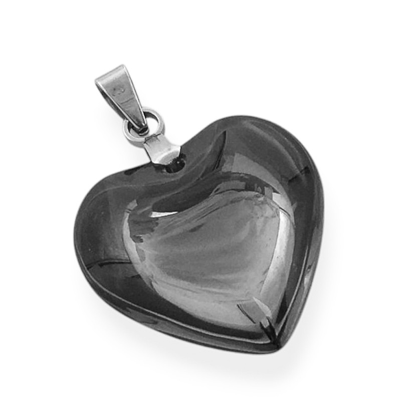 GRIS FUME CRISTAL BRILLANTE 20MM CORAZON DIJE