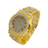 DORADO REDONDO UNISEX STRASS BRILLO ICE RELOJ