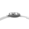 REDONDO UNISEX CUADRANTE BLANCO MALLA BLANCA MODELO MINIMALISTA RELOJ