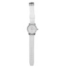 REDONDO UNISEX CUADRANTE BLANCO MALLA BLANCA MODELO MINIMALISTA RELOJ