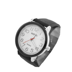 REDONDO UNISEX CUADRANTE BLANCO MALLA NEGRA MODELO MINIMALISTA RELOJ