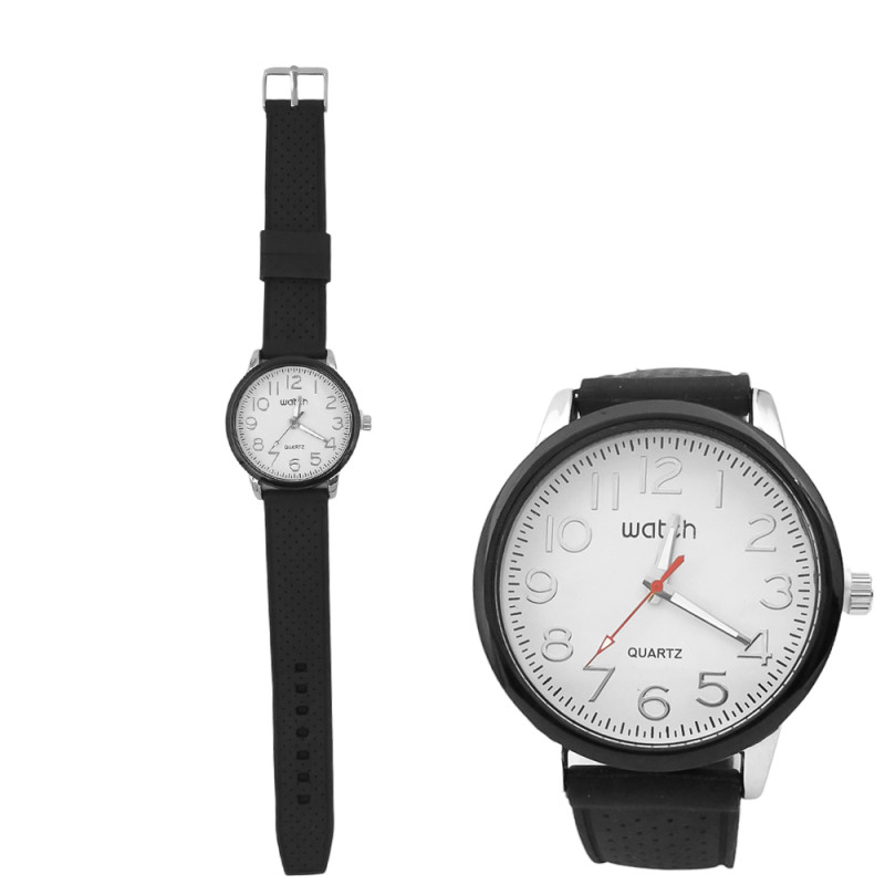 REDONDO UNISEX CUADRANTE BLANCO MALLA NEGRA MODELO MINIMALISTA RELOJ