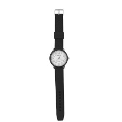 REDONDO UNISEX CUADRANTE BLANCO MALLA NEGRA MODELO MINIMALISTA RELOJ