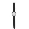 REDONDO UNISEX CUADRANTE BLANCO MALLA NEGRA MODELO MINIMALISTA RELOJ