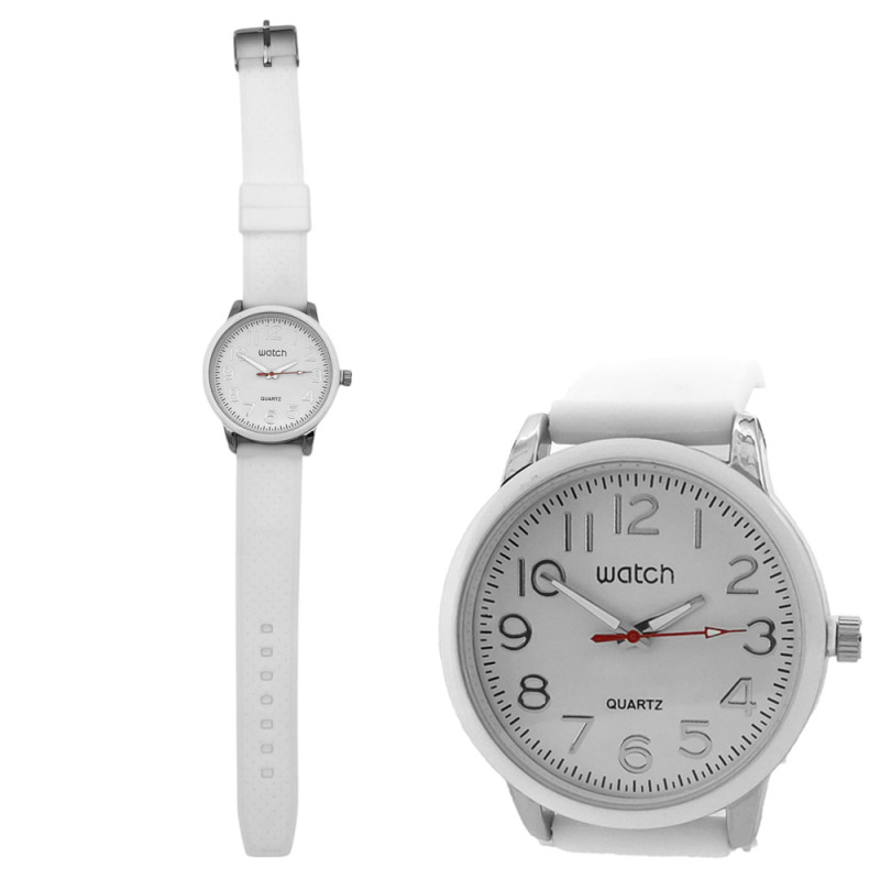 REDONDO UNISEX CUADRANTE BLANCO MALLA BLANCA MODELO MINIMALISTA RELOJ