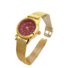 DORADO REDONDO MUJER CUADRANTE ROJO MODELO MINIMALISTA RELOJ