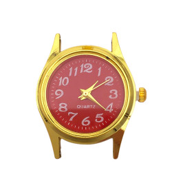 DORADO REDONDO MUJER CUADRANTE ROJO MODELO MINIMALISTA RELOJ