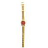 DORADO REDONDO MUJER CUADRANTE ROJO MODELO MINIMALISTA RELOJ