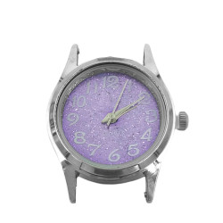 REDONDO MUJER CUADRANTE LILA C/ BRILLOS MODELO MINIMALISTA RELOJ