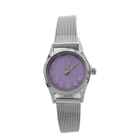 REDONDO MUJER CUADRANTE LILA C/ BRILLOS MODELO MINIMALISTA RELOJ