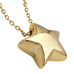 DORADO ESTRELLA INFLADA 3D SINTETICO BAÑADO Y CADENA 45CM DE ACERO QUIRURGICO COLLAR