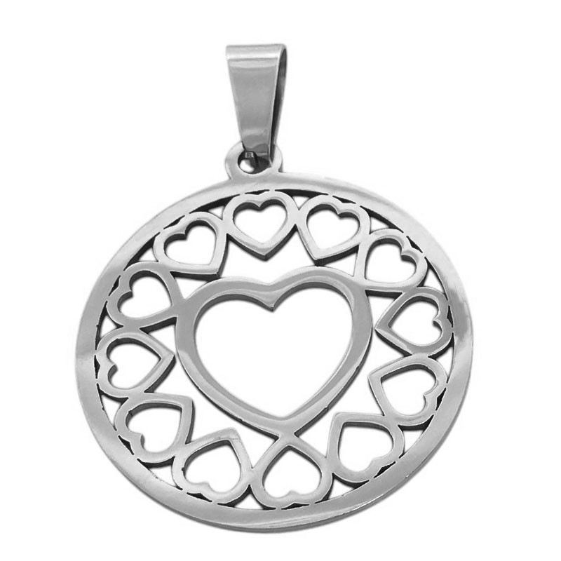 CIRCULO DE CORAZONES Y CENTRO CORAZON TODO CALADO DIJE