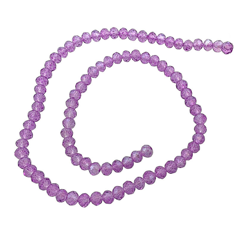 VIOLETA TRASLUCIDO 6 MM CUENTA FACETADA PERFORADA VIDRIO TIRA