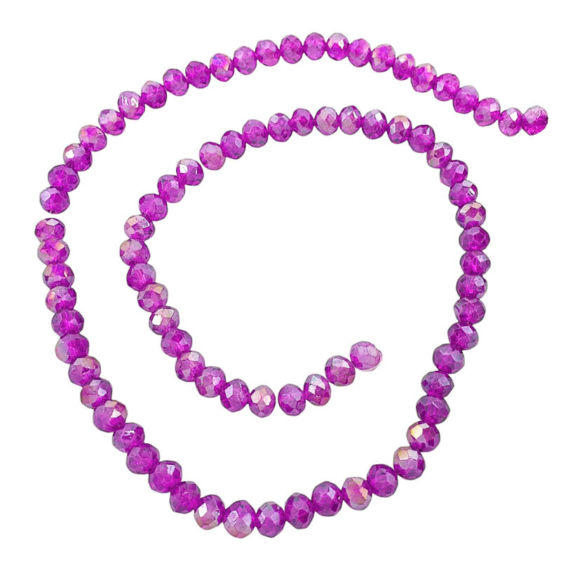 MAGENTA AB TRASLUCIDO 6 MM CUENTA FACETADA PERFORADA VIDRIO TIRA