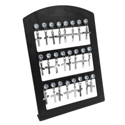 BLISTER x12 PARES CUBIC C/ CRUZ RECTA LISA COLGANTE AROS