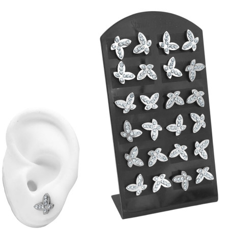 BLISTER x12 PARES MARIPOSA C/ 8 STRASS AROS