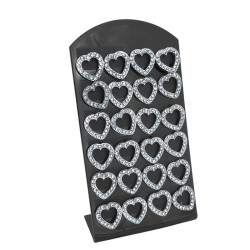BLISTER x12 PARES CORAZON CALADO C/ CONTORNO STRASS AROS