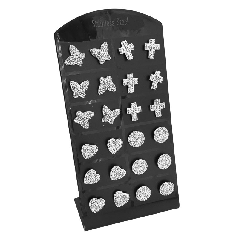 BLISTER x12 PARES C/ FIMO MARIPOSA / CRUZ / CORAZON /CIRCULO AROS