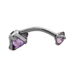 VIOLETA 5/8*1.6*10 CRISTAL PIERCING OMBLIGO 2 CORAZONES ACERO QUIRURGICO PIERCING