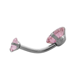 ROSA CRISTAL PIERCING OMBLIGO 2 CIRCULOS ACERO QUIRURGICO PIERCING