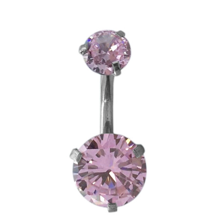 ROSA CRISTAL PIERCING OMBLIGO 2 CIRCULOS ACERO QUIRURGICO PIERCING
