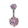 ROSA CRISTAL PIERCING OMBLIGO 2 CIRCULOS ACERO QUIRURGICO PIERCING