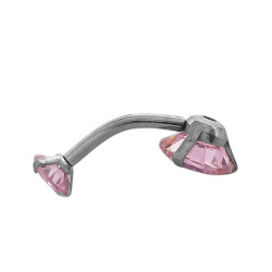 ROSA CRISTAL PIERCING OMBLIGO 2 CIRCULOS ACERO QUIRURGICO PIERCING