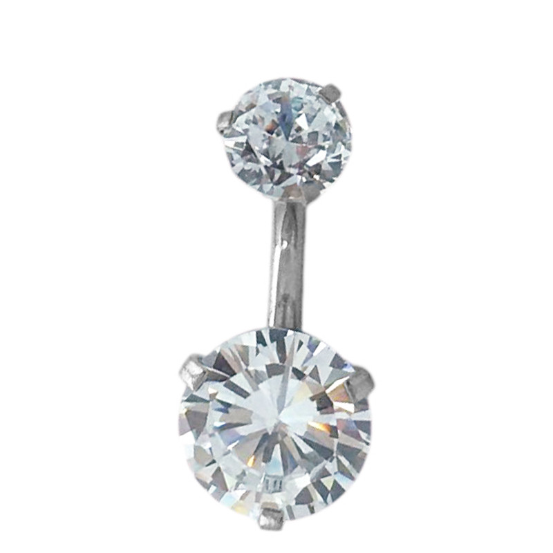 CRISTAL 8MM PIERCING OMBLIGO 2 CIRCULOS ACERO QUIRURGICO PIERCING