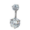 CRISTAL 8MM PIERCING OMBLIGO 2 CIRCULOS ACERO QUIRURGICO PIERCING