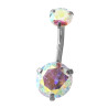 CRISTAL AB TORNASOLADO PIERCING OMBLIGO 2 CIRCULOS ACERO QUIRURGICO PIERCING