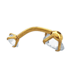 DORADO CRISTAL PIERCING OMBLIGO 2 CORAZONES ACERO QUIRURGICO PIERCING
