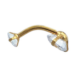 DORADO CRISTAL PIERCING OMBLIGO 2 CIRCULOS ACERO QUIRURGICO PIERCING