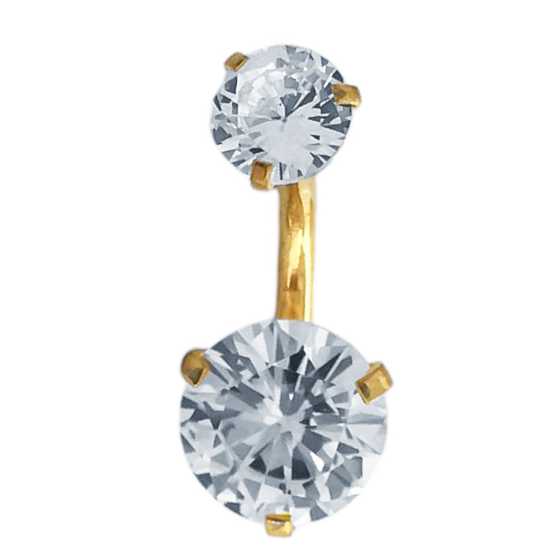 DORADO CRISTAL PIERCING OMBLIGO 2 CIRCULOS ACERO QUIRURGICO PIERCING