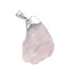 PIEDRA NATURAL BRUTA CUARZO ROSA DROP Y AGARRE BRONCE BAÑADO EN PLATA DIJE